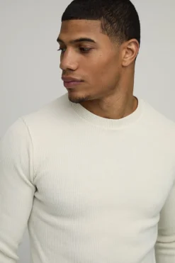 boohooMAN T-shirt Côtelé À Manches Longues Coupe Ajustée Toucher Doux<Homme T-Shirts|Maille
