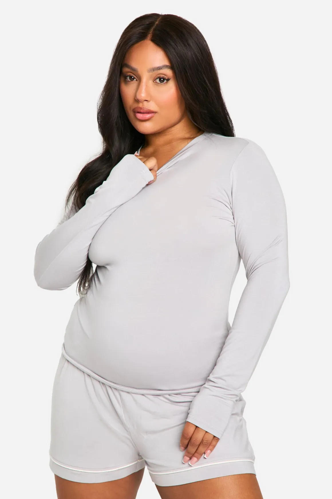 T-shirt de détente à manches longues en modal Plus