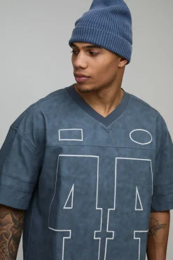 T-shirt De Hockey Universitaire Surdimensionné En SYNTHÉTIQUE Lavé