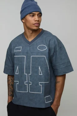 T-shirt De Hockey Universitaire Surdimensionné En SYNTHÉTIQUE Lavé
