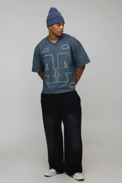 T-shirt De Hockey Universitaire Surdimensionné En SYNTHÉTIQUE Lavé