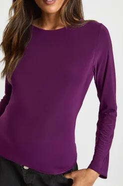 T-Shirt de Maternité à Manches Longues Double Épaisseur en Jersey Soyeux