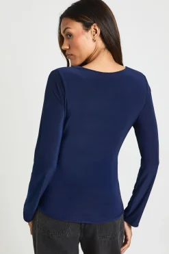 T-Shirt de Maternité à Manches Longues Double Épaisseur en Jersey Extensible