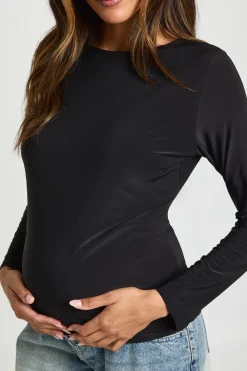 T-Shirt de Maternité à Manches Longues Double Couche Soyeux
