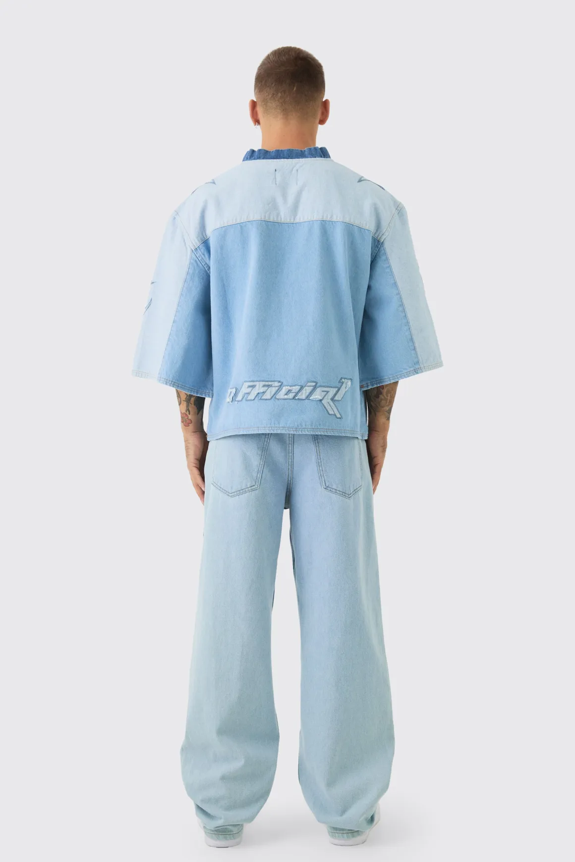 T-Shirt Denim Oversize à Broderie Football