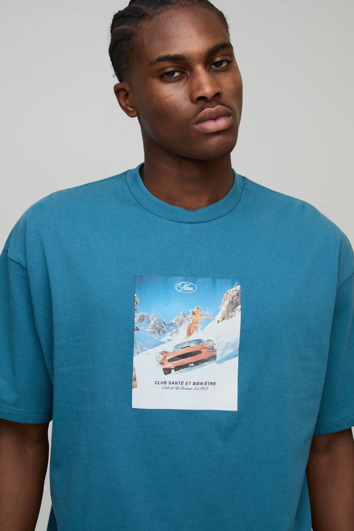 boohooMAN T-shirt de ski surdimensionné à coupe carrée<Homme T-Shirts Impriméstendances|T-Shirts