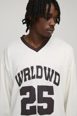 T-shirt de sport à manches longues Tall Oversized avec imprimé WRLDWD