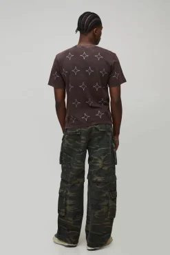 boohooMAN T-shirt Diamante Boxy Lavé Partout<Homme T-Shirts Impriméstendances|T-Shirts
