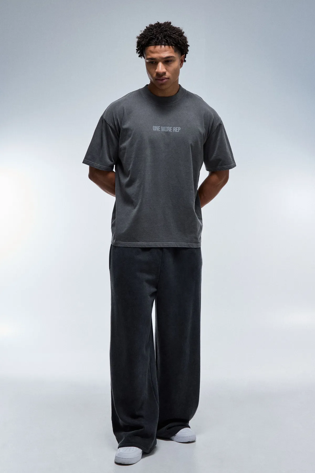 boohooMAN T-shirt Délavé À Col Étendu Et Silhouette Oversize One More Rep<Femme Tout Afficher Activewear|Athleisure