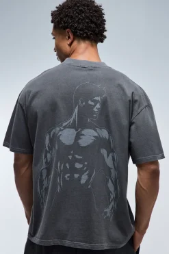 boohooMAN T-shirt Délavé À Col Étendu Et Silhouette Oversize One More Rep<Femme Tout Afficher Activewear|Athleisure