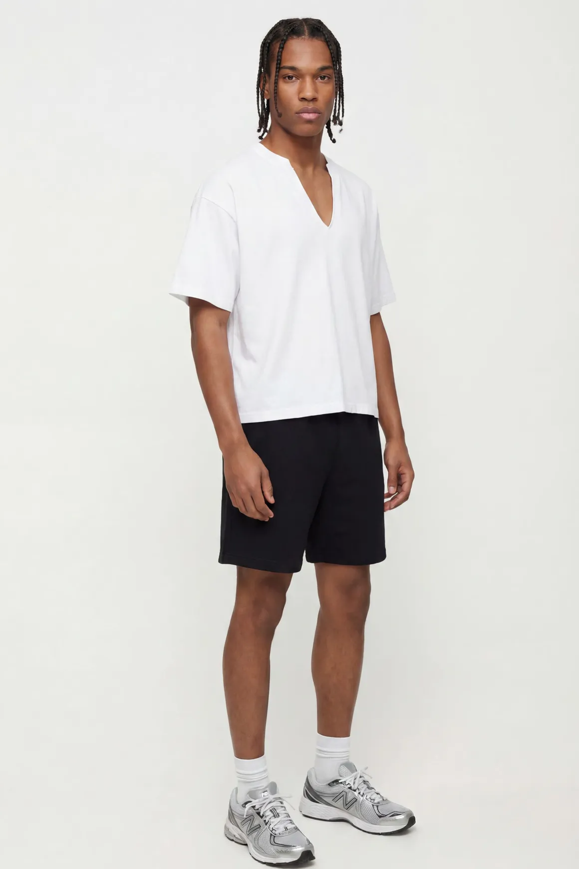 T-shirt Délavé Col V Coupe Ample Oversize