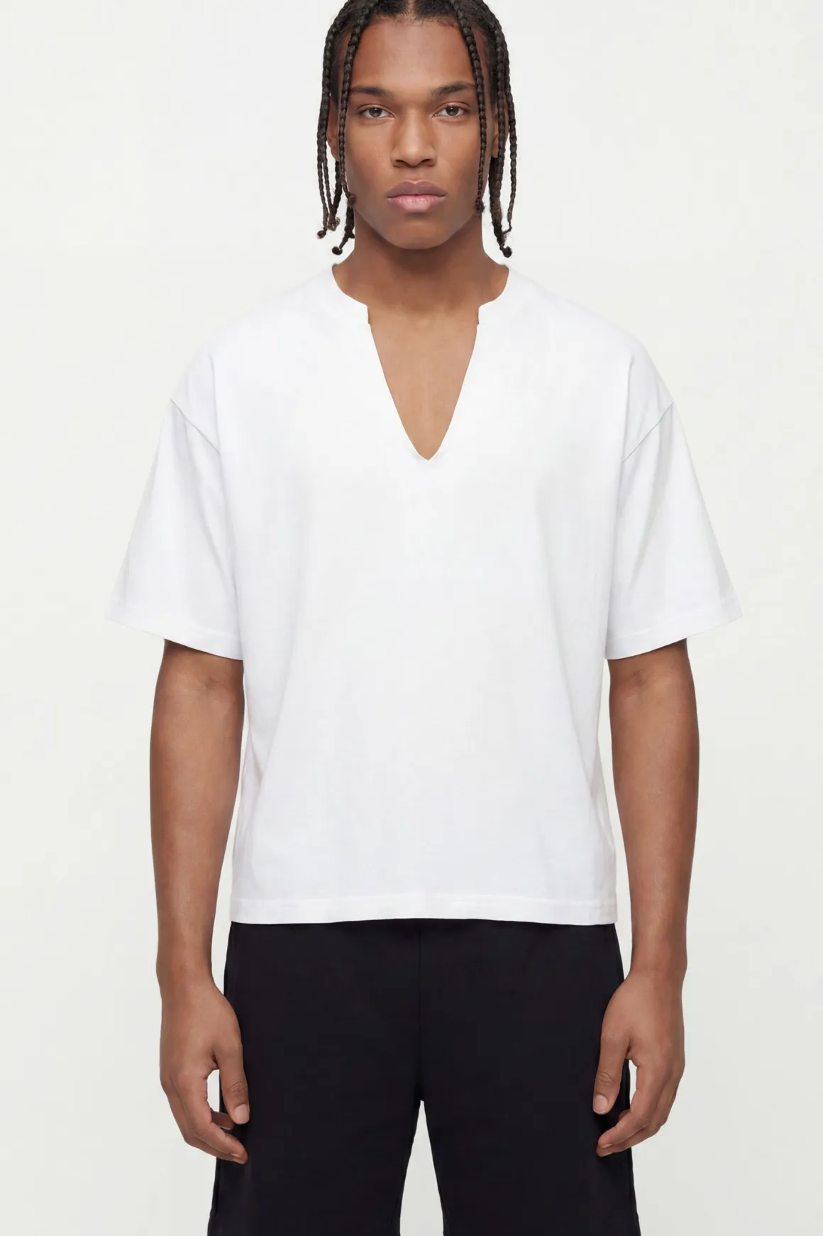 T-shirt Délavé Col V Coupe Ample Oversize