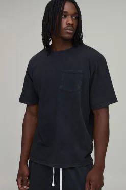 T-shirt Délavé Coupe Regular Avec Poche Poitrine Pour Homme Grand