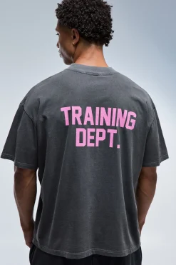T-shirt Délavé Oversize Col Étendu Training Dept