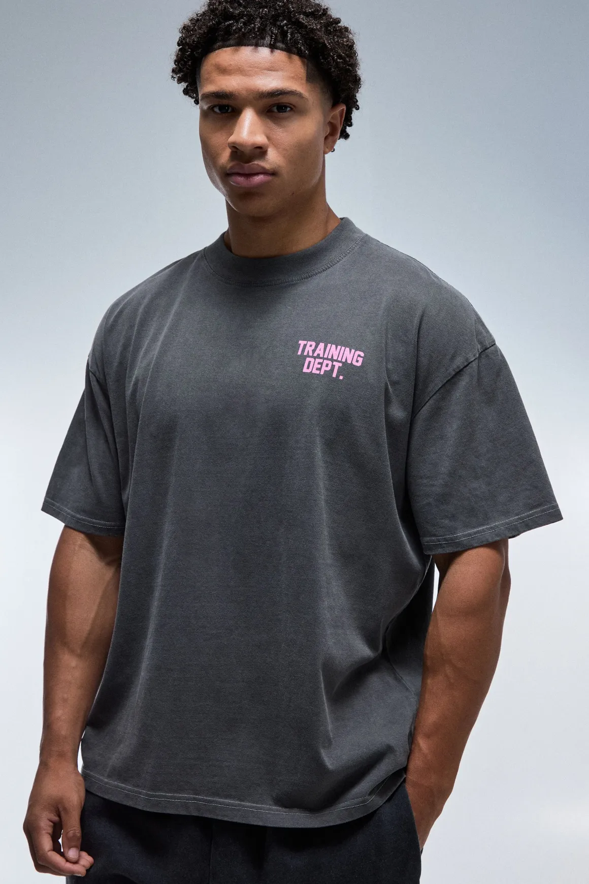 T-shirt Délavé Oversize Col Étendu Training Dept