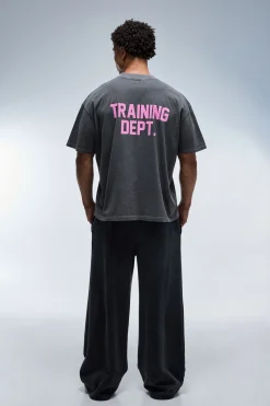 T-shirt Délavé Oversize Col Étendu Training Dept
