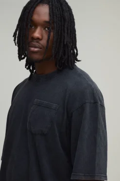 boohooMAN T-shirt Délavé Oversize Coupe Boxy Avec Poche Avant Pour Homme Grand<Homme Tout Afficher|Tout Afficher