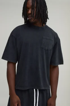 boohooMAN T-shirt Délavé Oversize Coupe Boxy Avec Poche Avant Pour Homme Grand<Homme Tout Afficher|Tout Afficher