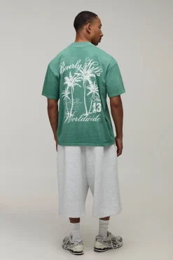 T-shirt Délavé Oversized Palmier Beverly Hills