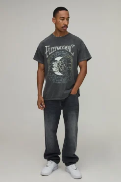 boohooMAN T-shirt Délavé Oversize Imprimé Licence Fleetwood Mac<Homme T-Shirts Impriméstendances|T-Shirts