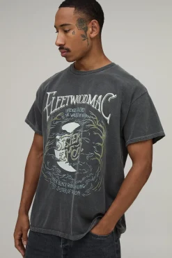 boohooMAN T-shirt Délavé Oversize Imprimé Licence Fleetwood Mac<Homme T-Shirts Impriméstendances|T-Shirts