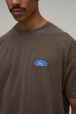 boohooMAN T-shirt Délavé Oversize À Imprimé Plaque Ford<Homme T-Shirts Impriméstendances|T-Shirts