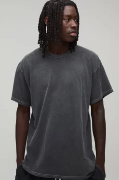 T-shirt Délavé Oversize À Imprimé Roses