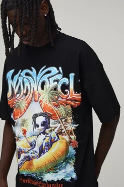 T-shirt Délavé Oversize À Motif Alien