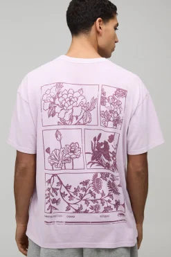 boohooMAN T-shirt Délavé Rose Oversize Coupe Boxy Imprimé Fleuri Col Étendu<Homme T-Shirts Impriméstendances|T-Shirts