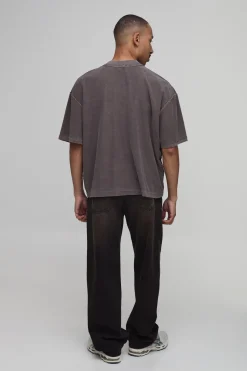 boohooMAN T-shirt Dove Délavé Oversize Coupe Boxy Col Prolongé Coutures Apparentes<Homme T-Shirts Impriméstendances|T-Shirts