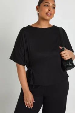 boohoo T-shirt à détails de nouage latéral et pantalon à jambe large<Femme Ensembles