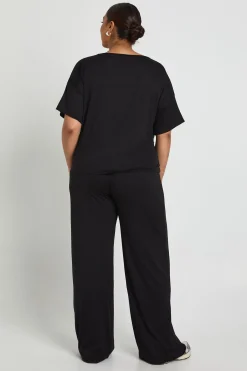boohoo T-shirt à détails de nouage latéral et pantalon à jambe large<Femme Ensembles