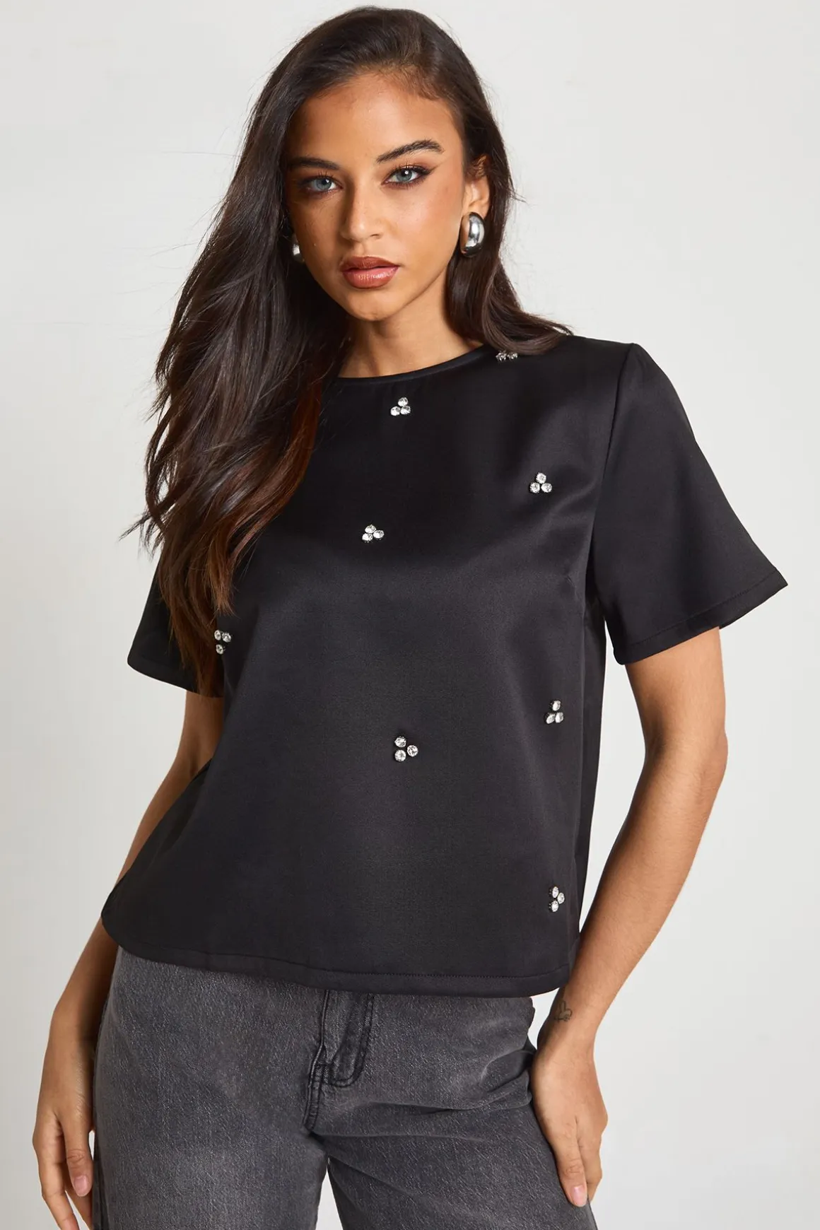 T-shirt en crêpe Diamante Boxy