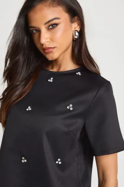 T-shirt en crêpe Diamante Boxy