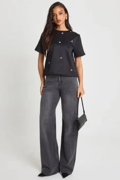 T-shirt en crêpe Diamante Boxy