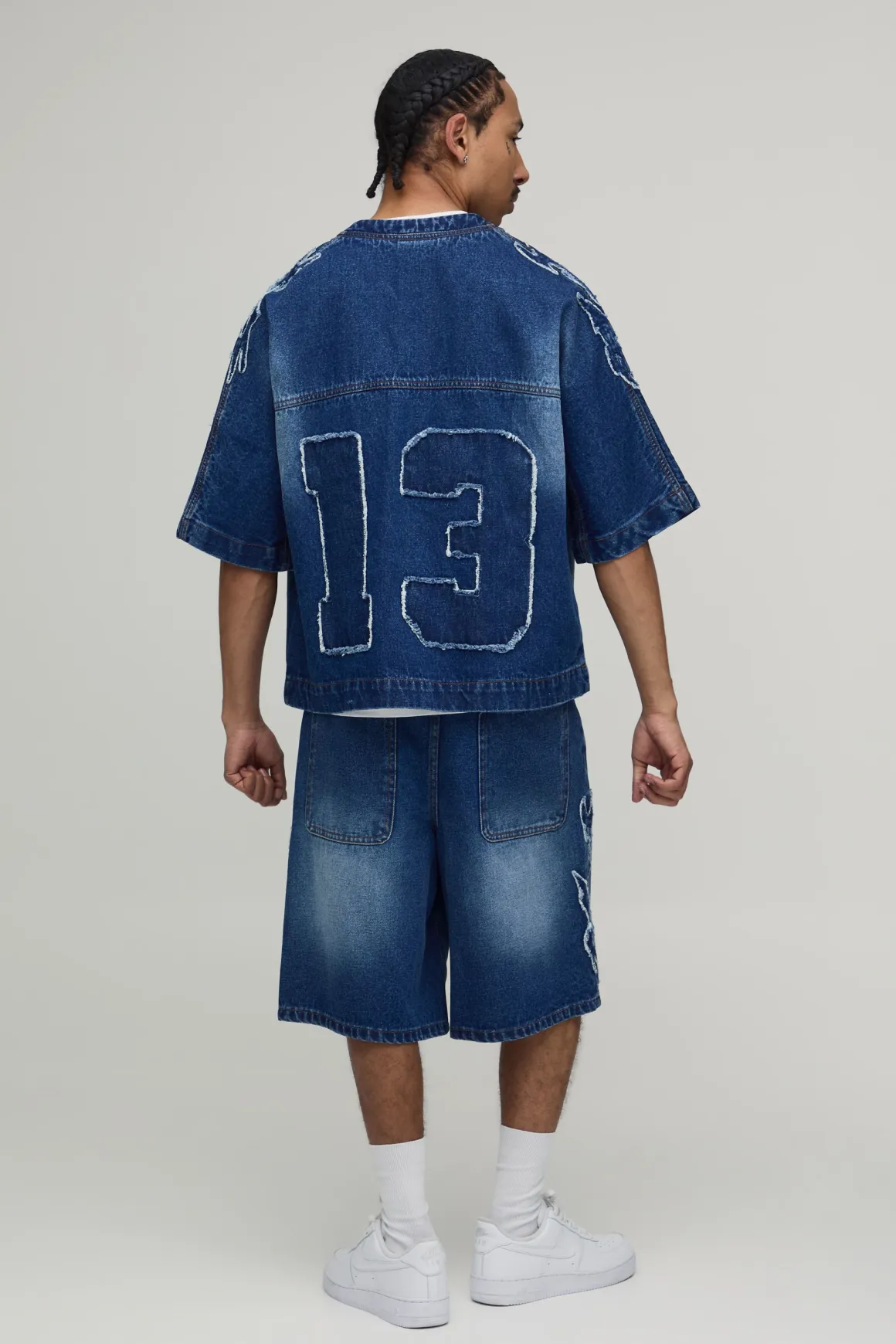 T-shirt En Denim Oversize Avec Appliqué Varsity