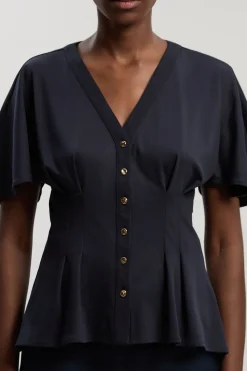 KarenMillen T-shirt En Jersey À Col En V Avec Détail Boutons<Femme Tops