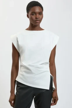 T-shirt En Jersey De Coton 100% Asymétrique