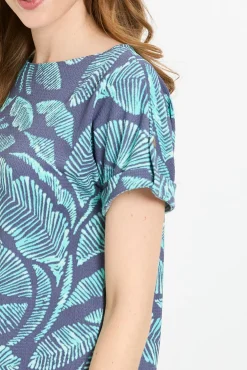 T-shirt En Jersey À Palmiers Avec Manches Retroussées Et Boutons