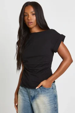 T-shirt en jersey à taille cintrée à manches courtes
