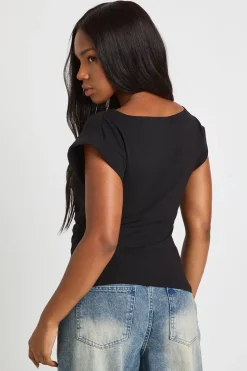 T-shirt en jersey à taille cintrée à manches courtes