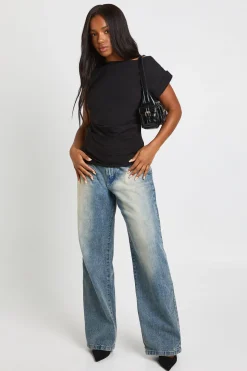T-shirt en jersey à taille cintrée à manches courtes