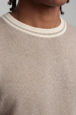 T-shirt En Maille Ajustée Muscle Mélange Coton À Liserés Contrastés