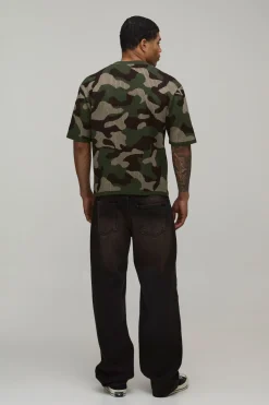 boohooMAN T-shirt En Maille Camouflage Coupe Ample<Homme T-Shirts|Maille