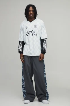 T-shirt En Maille À Carreaux Avec Strass Style Varsity Grunge Oversize