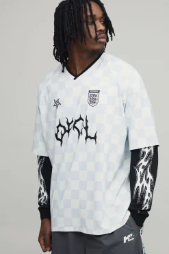 T-shirt En Maille À Carreaux Avec Strass Style Varsity Grunge Oversize