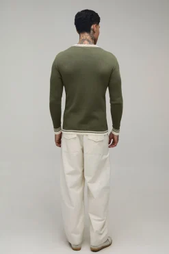 boohooMAN T-shirt En Maille Côtelée Ajusté Muscle Tall En Mélange De Coton<Homme Tout Afficher|Tenues De Soirée Tall