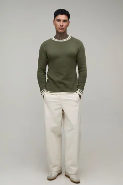 boohooMAN T-shirt En Maille Côtelée Ajusté Muscle Tall En Mélange De Coton<Homme Tout Afficher|Tenues De Soirée Tall
