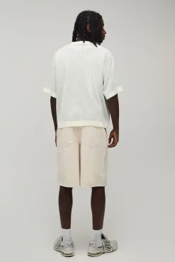 boohooMAN T-shirt En Maille Côtelée Contrastée À Coupe Ample Oversize<Homme T-Shirts|Maille