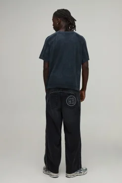 boohooMAN T-shirt En Maille Côtelée Coupe Boxy Délavage Acide<Homme T-Shirts|Maille